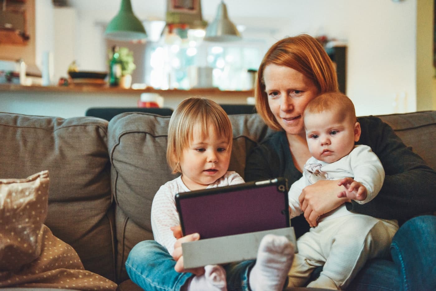 Family learning together at home